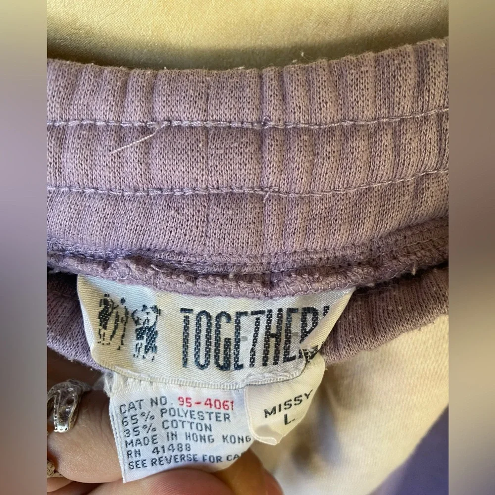 Together! Vintage Purple Graphic Sweatpants Missy Large - Picture 4 of 5